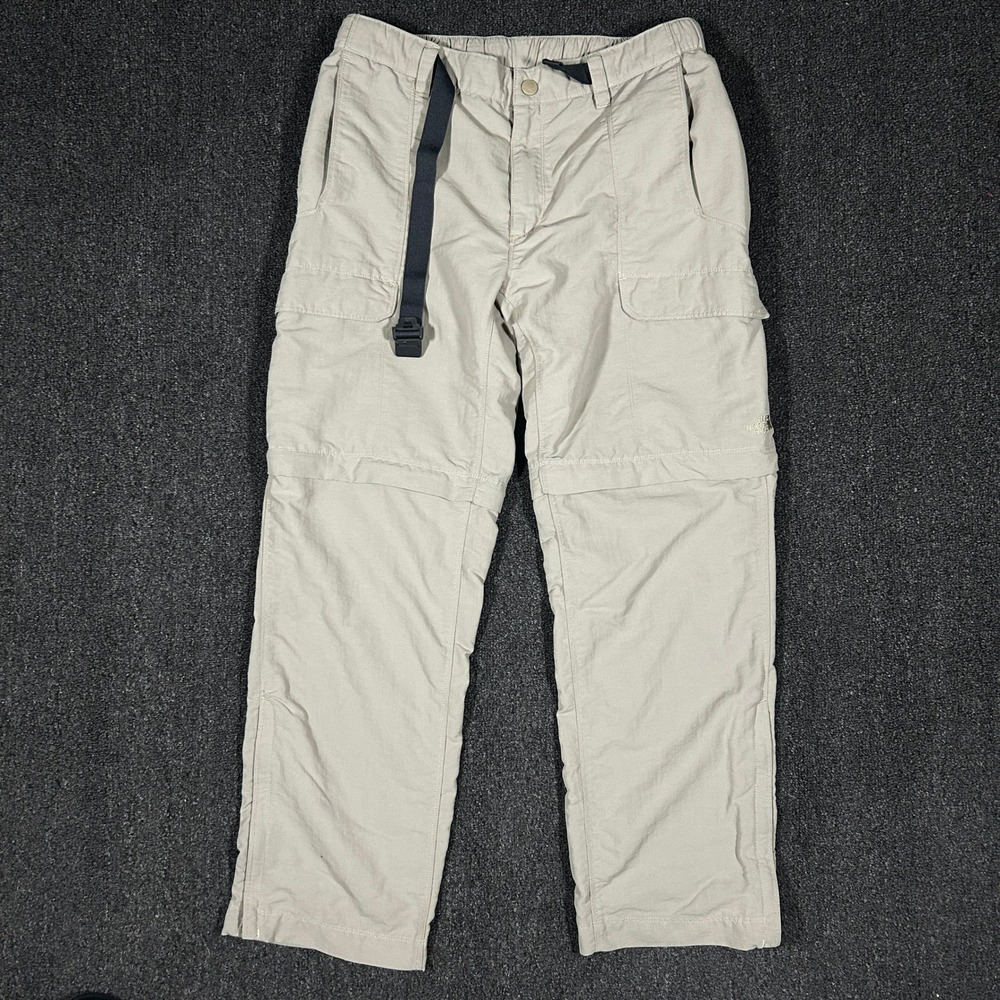 The North Face Convertible Cargo Pants Mens Medium Short Tan Excellent Zip Off